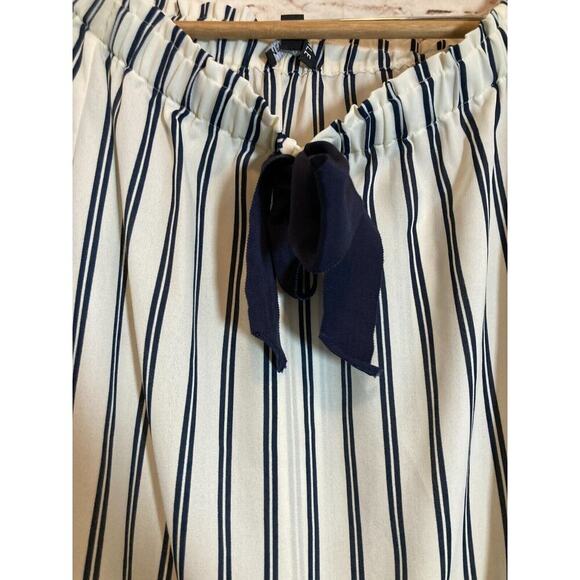J. Crew Mercantile Top Womens Small White Navy Striped Nautical Bow Tie - Picture 2 of 13